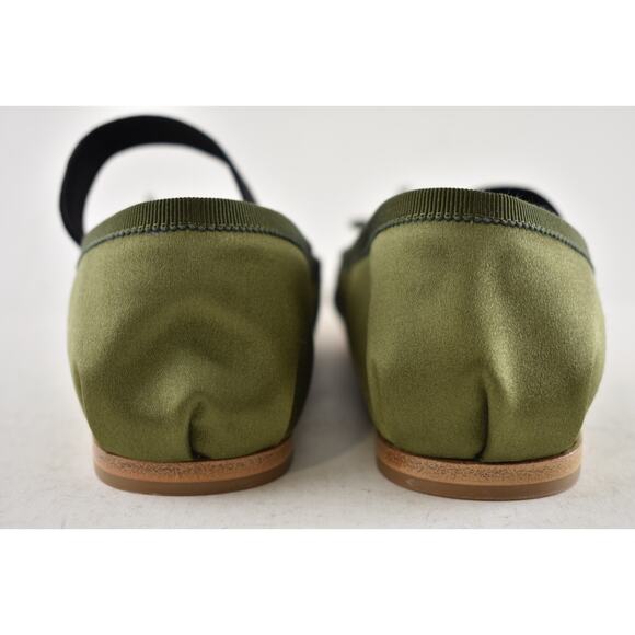 Miu Miu Satin Oliva Green Black White Logo Strap Ballet Ballerina Flats 39.5 - Picture 16 of 16
